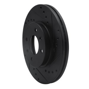 Dodge Attitude Brake Rotor (1) - Front Right - R1 Concepts - Drilled & Slotted - Black - `12-`25